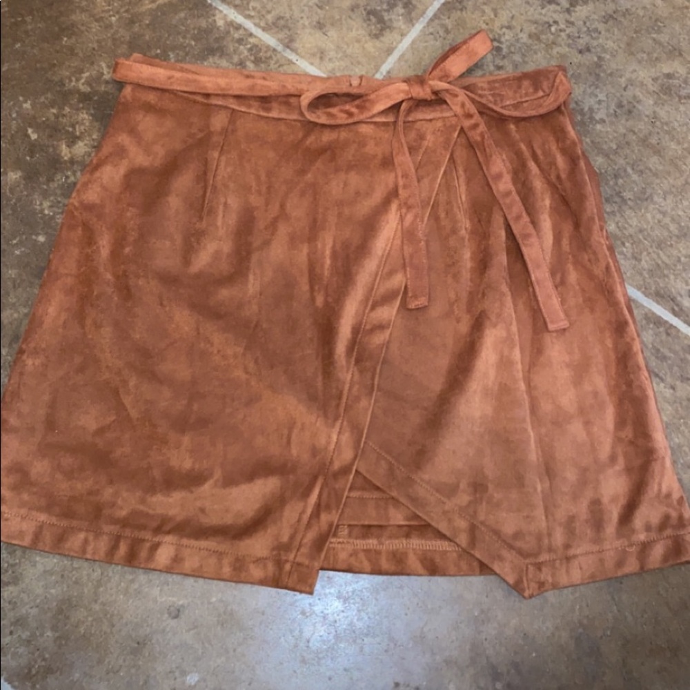 Suede tie skirt